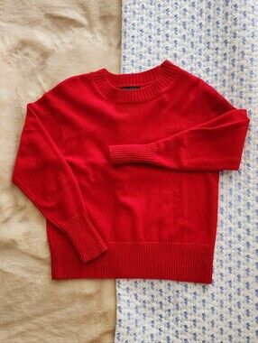 Banana Republic Factory Coveted Sweater Red Cotton Wool Blend Size S